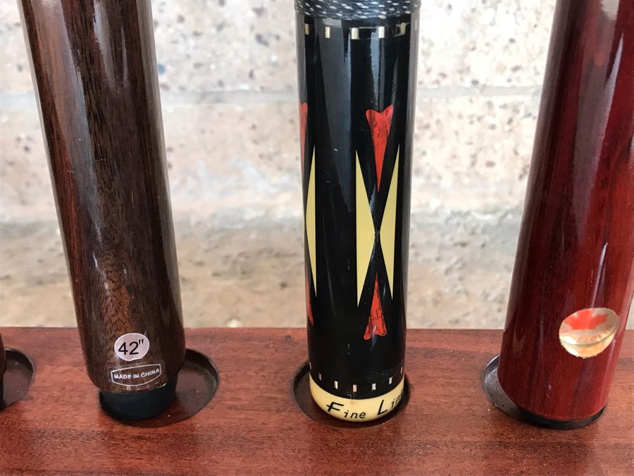 OLHAUSEN Billiards Solid Wood 7' Pool Table With Italian Slate From Historic Mission Hills Home With Olhausen Pool Cue Rack, (6) Pool Cues And (2) Sets Of Pool Balls - See Photos [Photo 26]