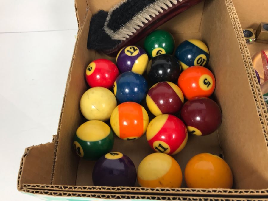 OLHAUSEN Billiards Solid Wood 7' Pool Table With Italian Slate From Historic Mission Hills Home With Olhausen Pool Cue Rack, (6) Pool Cues And (2) Sets Of Pool Balls - See Photos [Photo 12]