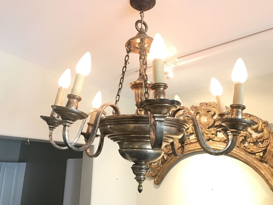 Elegant Vintage 8-Light Silverplate Light Fixture [Photo 4]