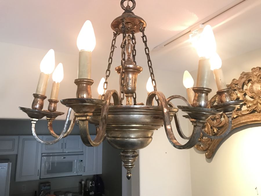 Elegant Vintage 8-Light Silverplate Light Fixture [Photo 2]