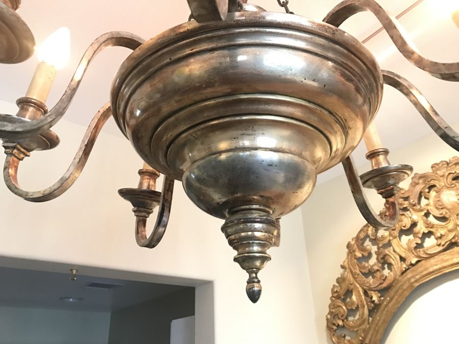 Elegant Vintage 8-Light Silverplate Light Fixture [Photo 3]