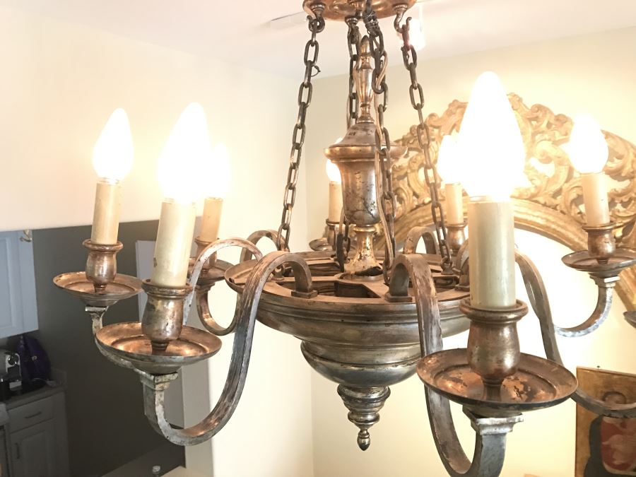 Elegant Vintage 8-Light Silverplate Light Fixture [Photo 5]