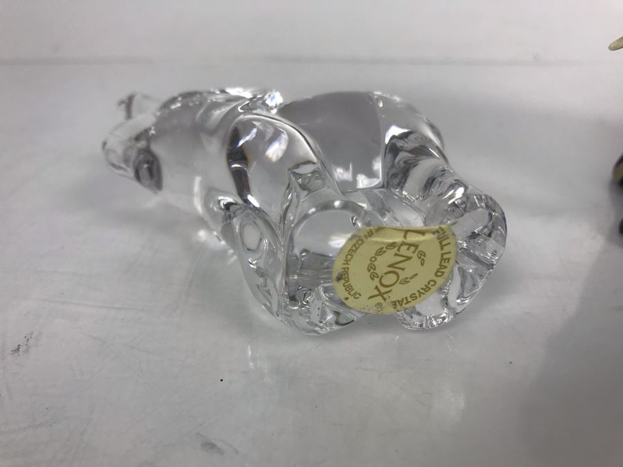 (3) Elephant Figurines: Carved Stone, Carved Wood And LENOX Crystal Elephant [Photo 5]