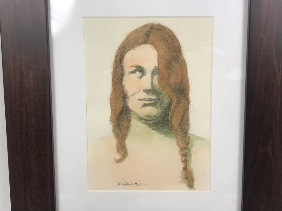 Original Painting Ballpoint Pen And Watercolor By Jean Krumbein Titled 'Tammy' 11' X 13' [Photo 5]