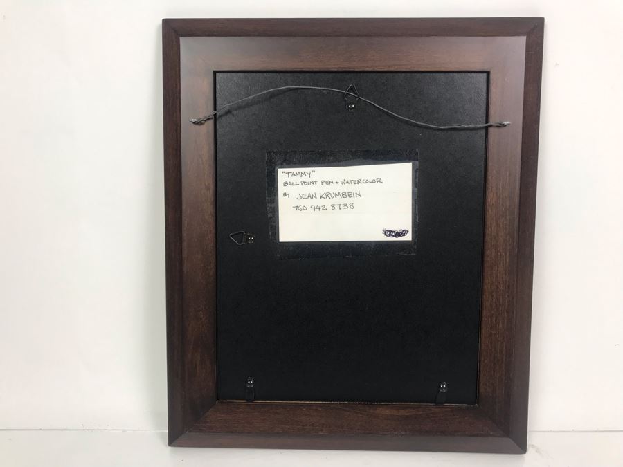 Original Painting Ballpoint Pen And Watercolor By Jean Krumbein Titled 'Tammy' 11' X 13' [Photo 12]