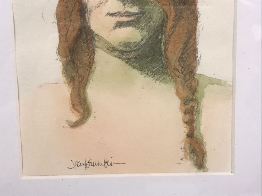 Original Painting Ballpoint Pen And Watercolor By Jean Krumbein Titled 'Tammy' 11' X 13' [Photo 7]