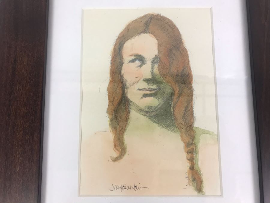 Original Painting Ballpoint Pen And Watercolor By Jean Krumbein Titled 'Tammy' 11' X 13' [Photo 2]