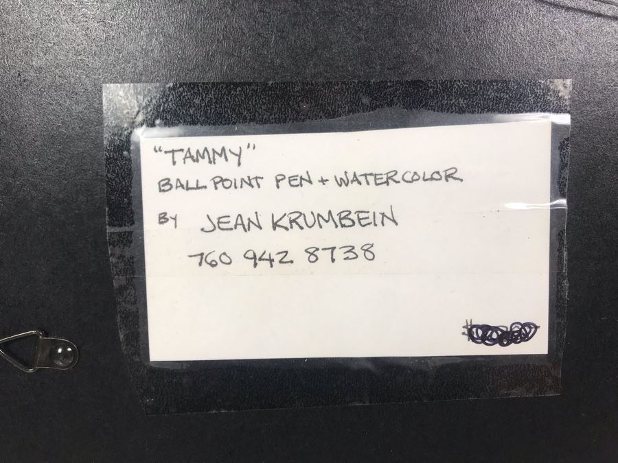 Original Painting Ballpoint Pen And Watercolor By Jean Krumbein Titled 'Tammy' 11' X 13' [Photo 13]