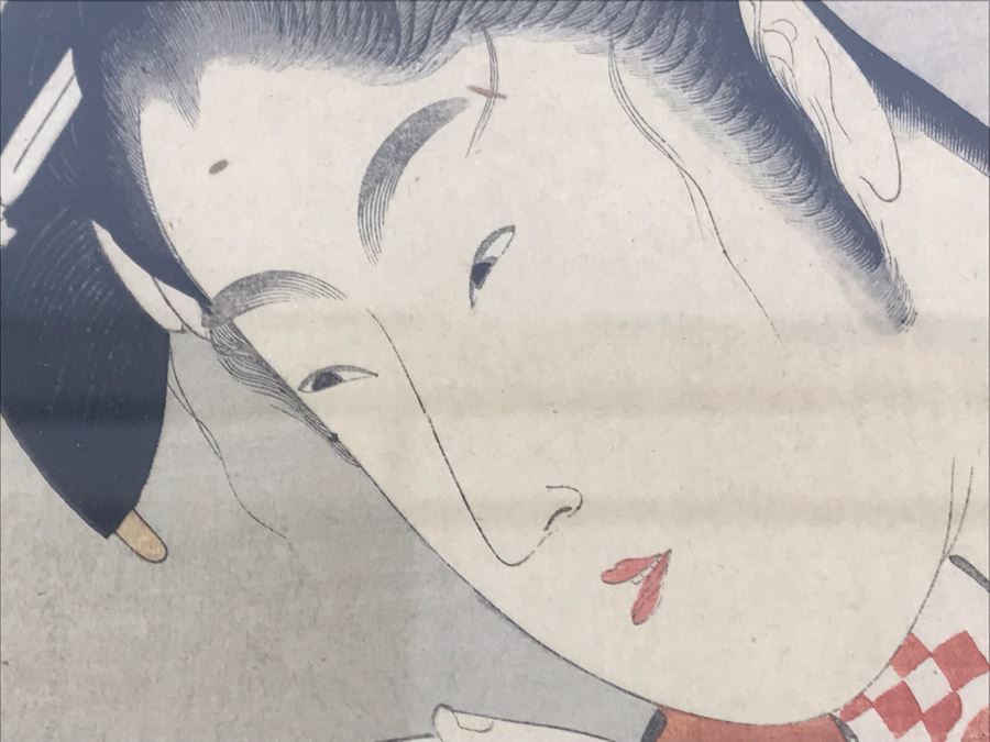Vintage Japanese Woodblock Print From Utamaro Kitagawa Titled 'A Beauty' [Photo 10]