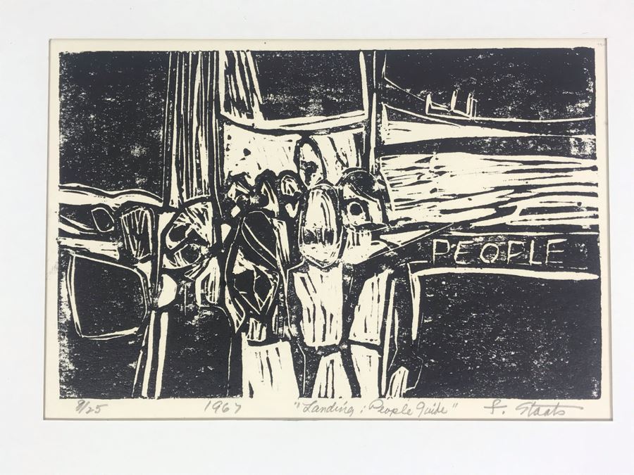 Vintage 1967 Limited Edition Plexiglass Cut Artwork By F. Staats Titled 'Landing: People Guide' [Photo 2]