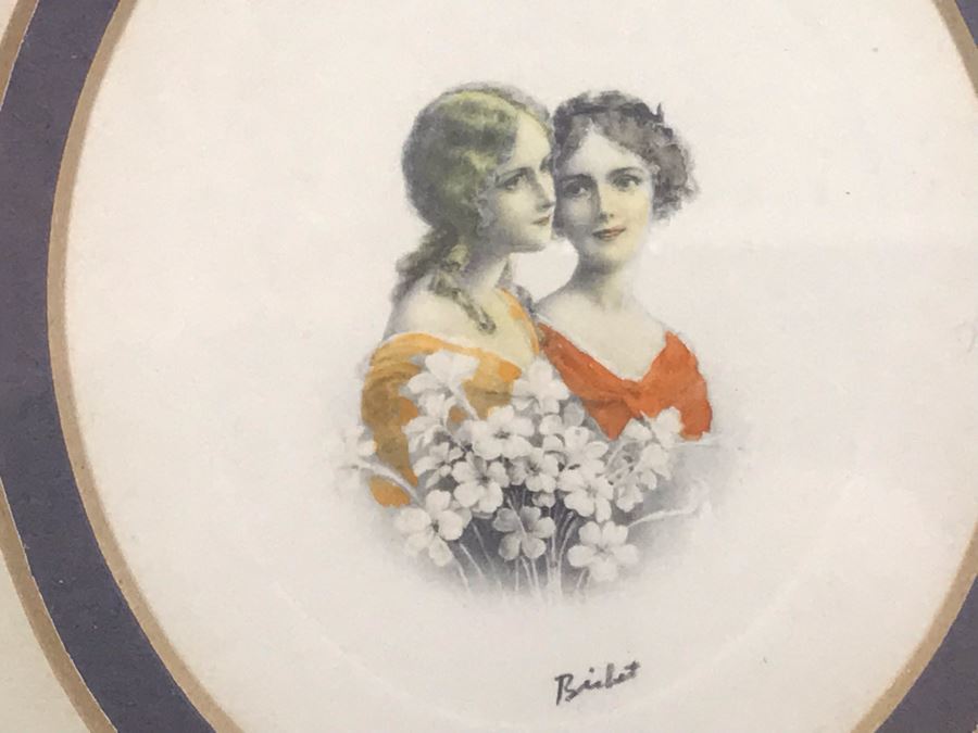 Pair Of Pencil Signed Lithograph Portraits Of Ladies Each Frame Measures 11' X 12' [Photo 11]
