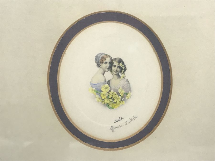 Pair Of Pencil Signed Lithograph Portraits Of Ladies Each Frame Measures 11' X 12' [Photo 3]