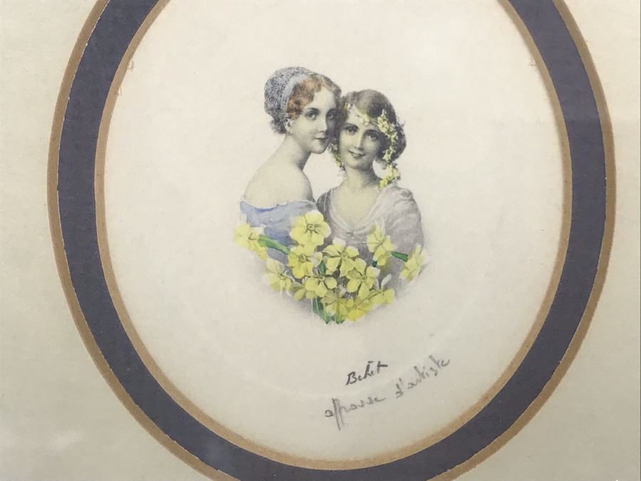 Pair Of Pencil Signed Lithograph Portraits Of Ladies Each Frame Measures 11' X 12' [Photo 4]
