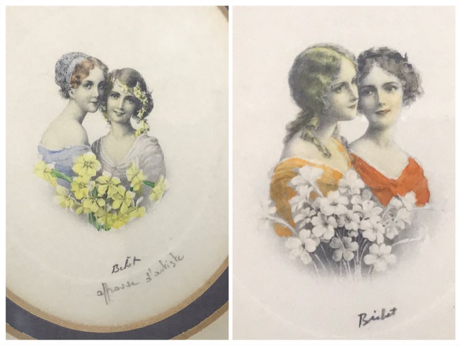 Pair Of Pencil Signed Lithograph Portraits Of Ladies Each Frame Measures 11' X 12'