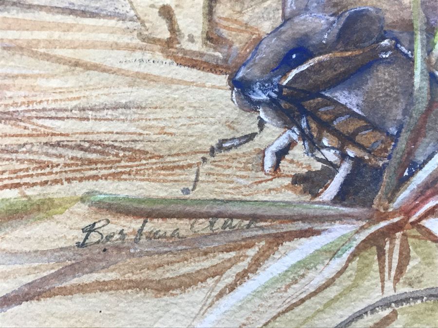 Original Painting Of Snake Approaching Mouse On Paper By Barbara Clark 14.5' X 19' [Photo 6]