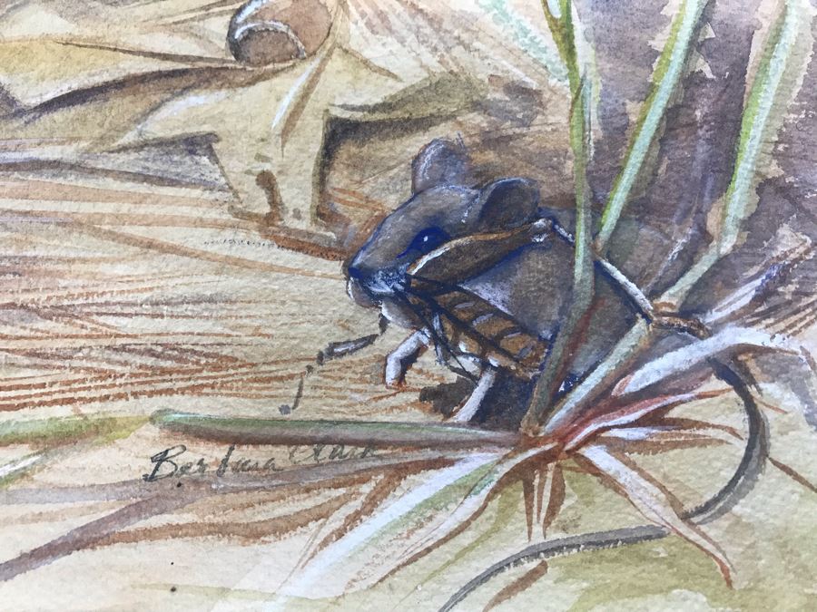 Original Painting Of Snake Approaching Mouse On Paper By Barbara Clark 14.5' X 19' [Photo 5]
