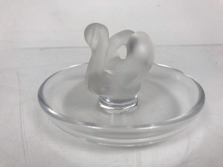 Signed Lalique France Swan Pin Ring Tray 4'R [Photo 3]