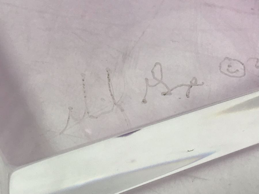 Signed Michael George Limited Edition Acrylic Lucite Sculpture Titled 'Intersection' Amethyst Colored 2000 13'H X 8'W [Photo 9]