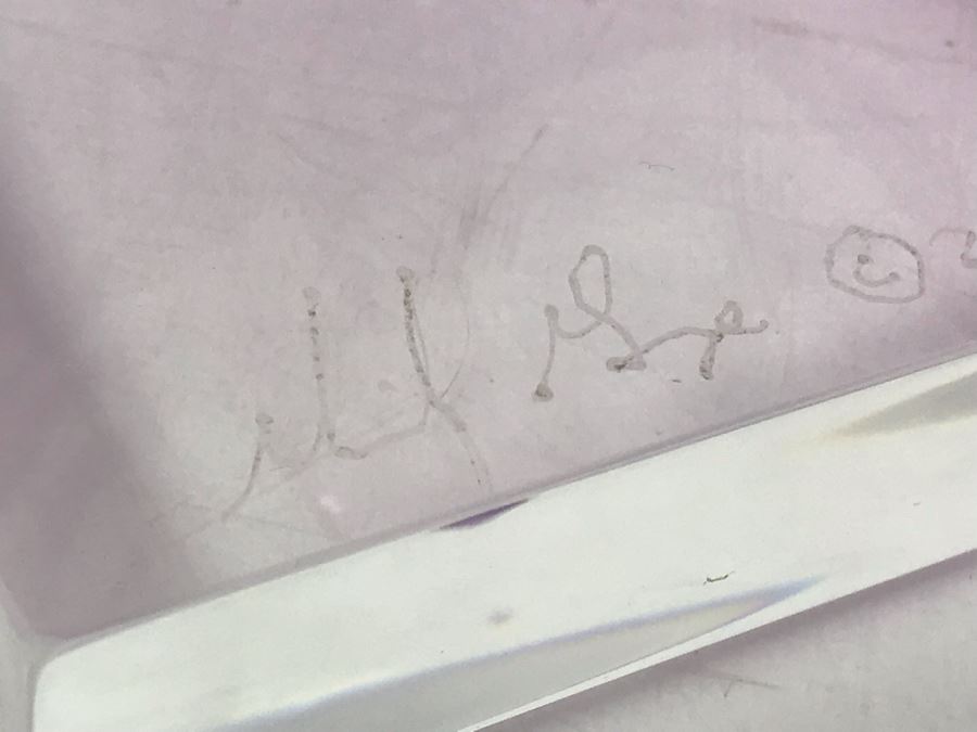 Signed Michael George Limited Edition Acrylic Lucite Sculpture Titled 'Intersection' Amethyst Colored 2000 13'H X 8'W [Photo 10]