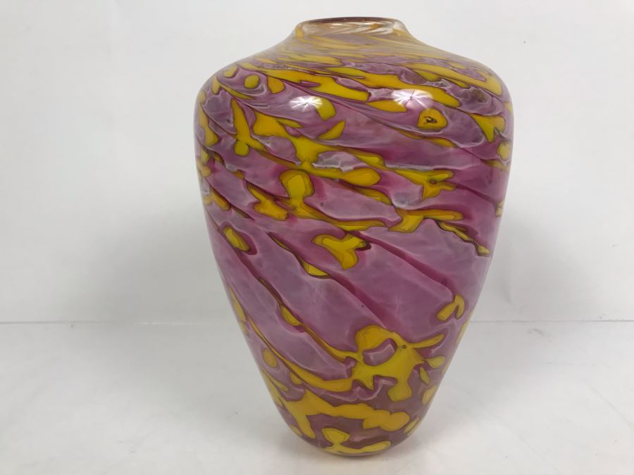 Signed Ivan Adaniya Art Glass Vase 1997