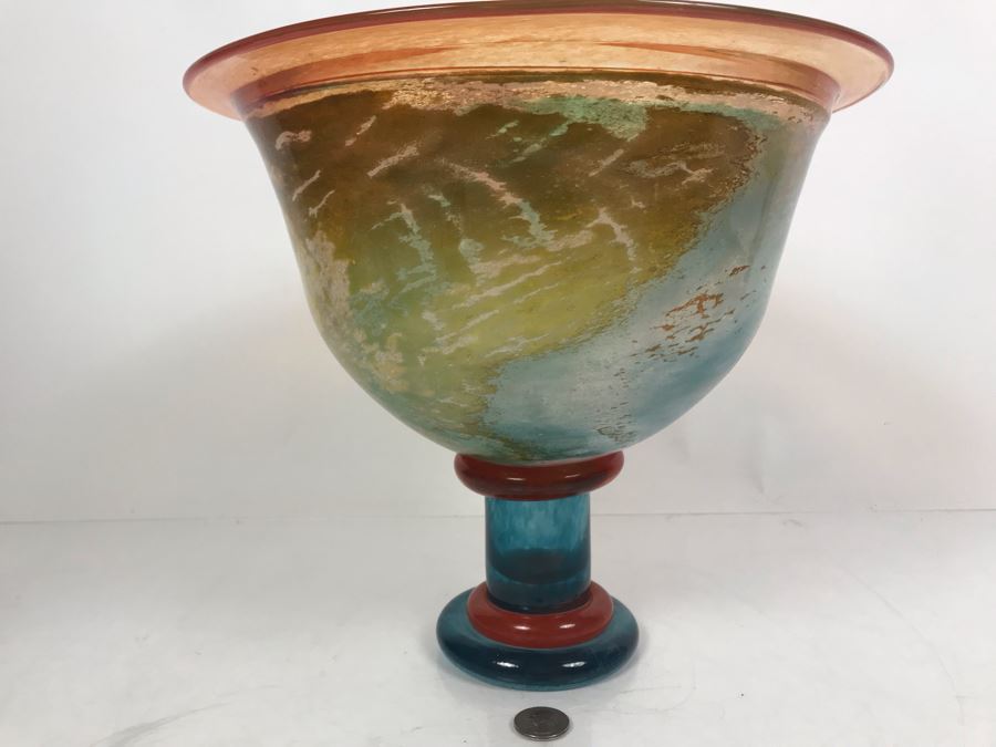Signed Monumental KOSTA BODA Swedish Art Glass Footed Bowl 10.75'H [Photo 2]