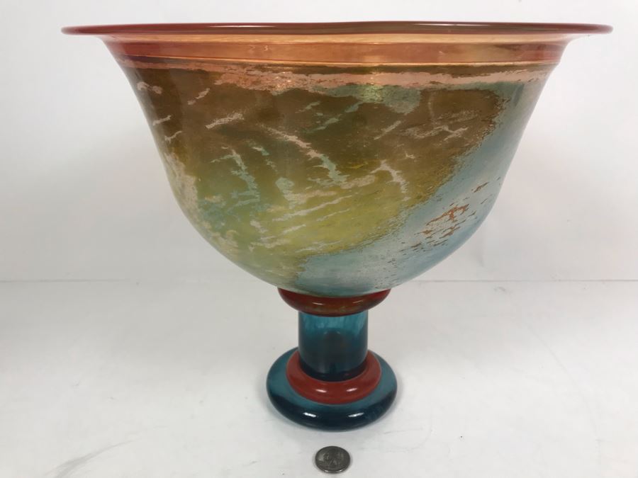 Signed Monumental KOSTA BODA Swedish Art Glass Footed Bowl 10.75'H [Photo 6]