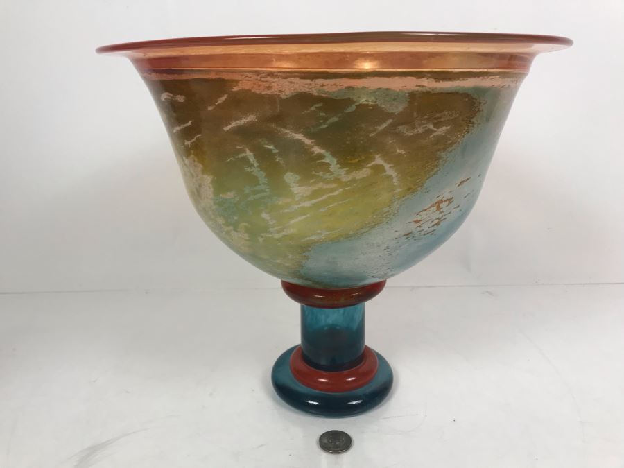 Signed Monumental KOSTA BODA Swedish Art Glass Footed Bowl 10.75'H [Photo 1]