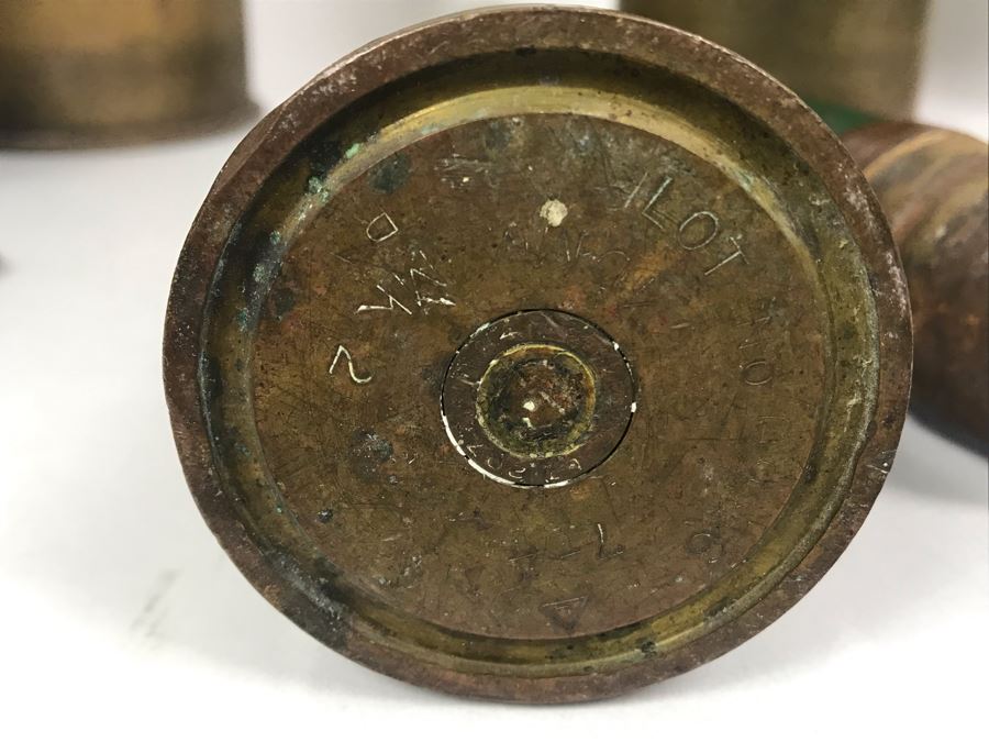 Set Of (7) Artillery Ammunition Shells Trench Art - Convert To Planter, Ashtray, Sculpture [Photo 16]