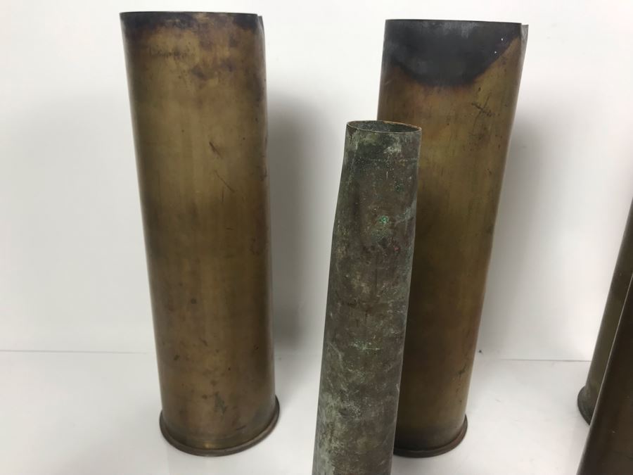 Set Of (7) Artillery Ammunition Shells Trench Art - Convert To Planter, Ashtray, Sculpture [Photo 9]