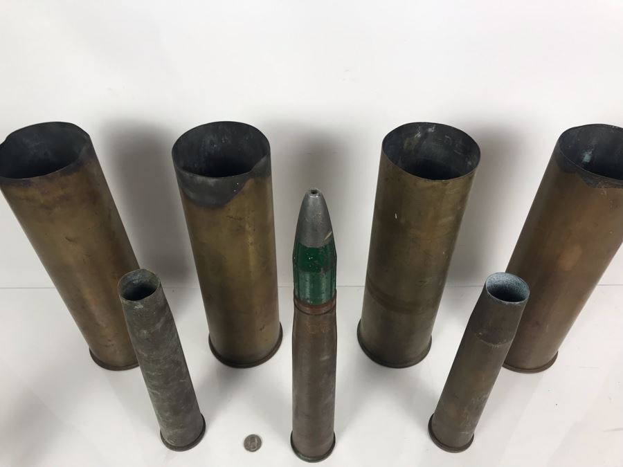Set Of (7) Artillery Ammunition Shells Trench Art - Convert To Planter, Ashtray, Sculpture [Photo 5]
