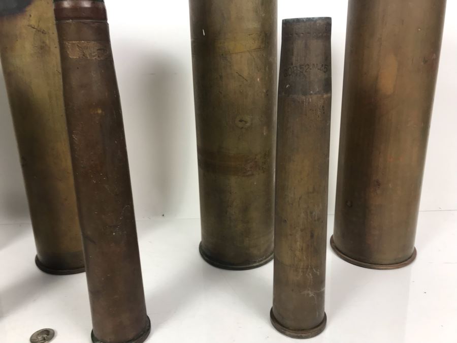 Set Of (7) Artillery Ammunition Shells Trench Art - Convert To Planter, Ashtray, Sculpture [Photo 6]
