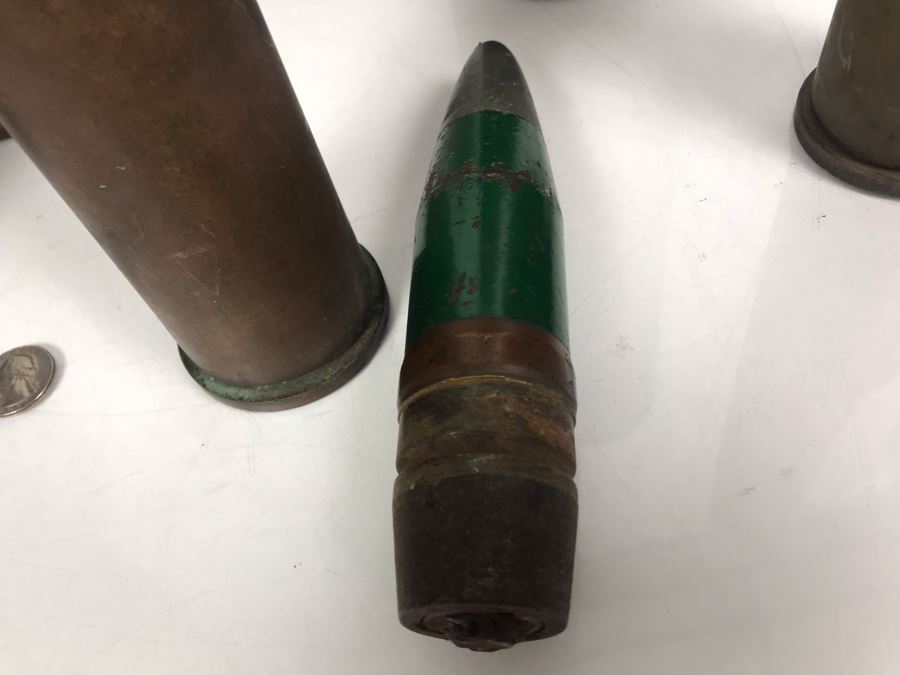 Set Of (7) Artillery Ammunition Shells Trench Art - Convert To Planter, Ashtray, Sculpture [Photo 11]