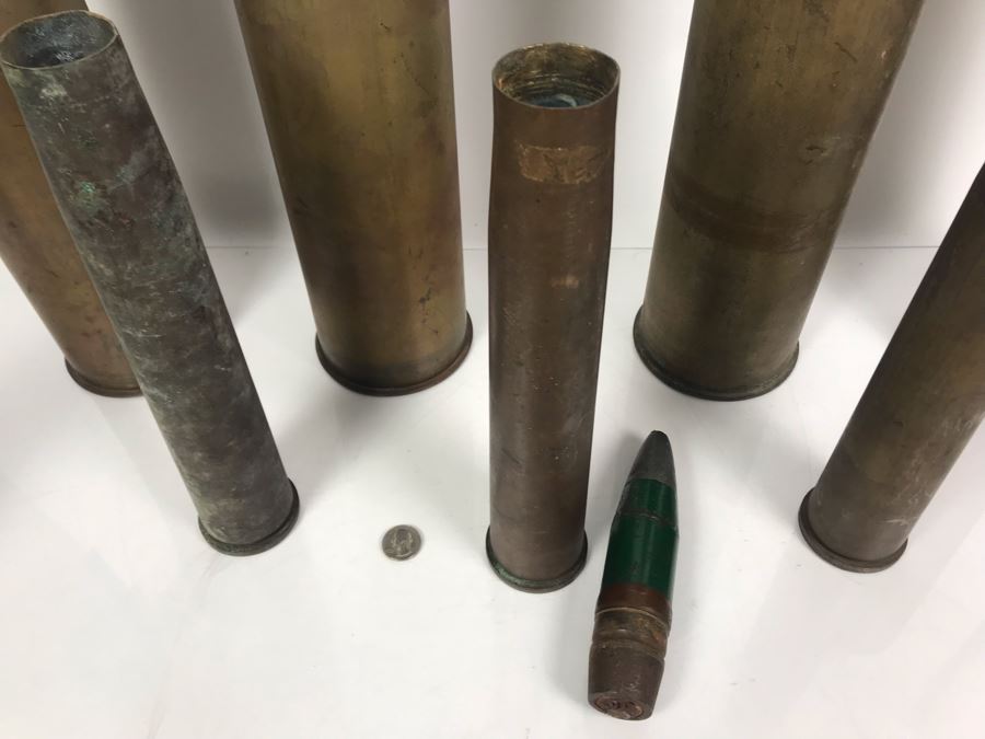 Set Of (7) Artillery Ammunition Shells Trench Art - Convert To Planter, Ashtray, Sculpture [Photo 10]