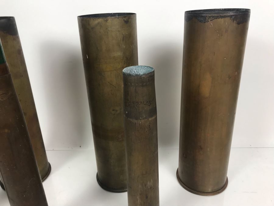 Set Of (7) Artillery Ammunition Shells Trench Art - Convert To Planter, Ashtray, Sculpture [Photo 8]