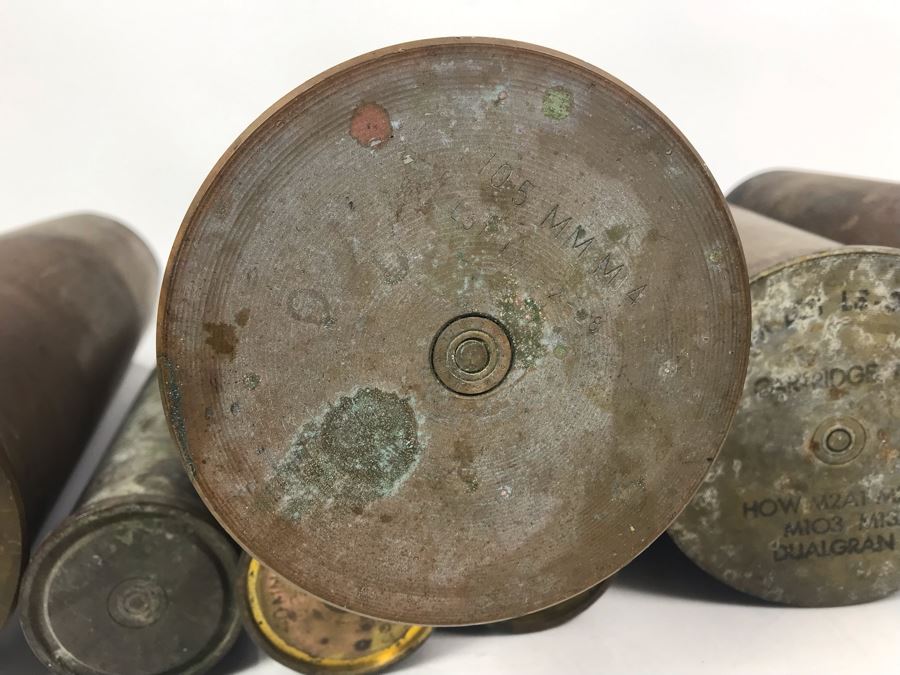 Set Of (7) Artillery Ammunition Shells Trench Art - Convert To Planter, Ashtray, Sculpture [Photo 22]