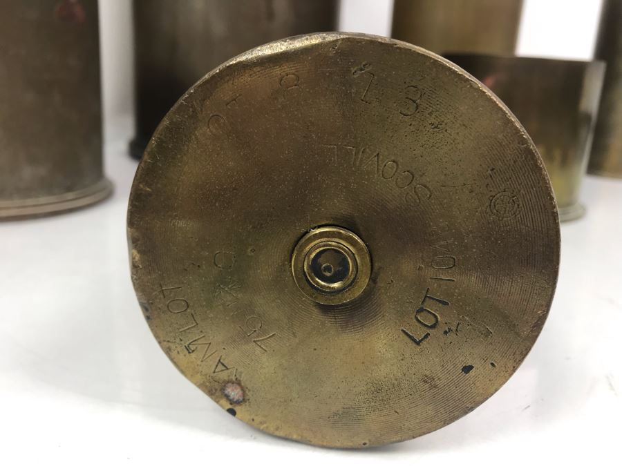 Set Of (8) Artillery Ammunition Shells Trench Art - Convert To Planter, Ashtray, Sculpture [Photo 7]