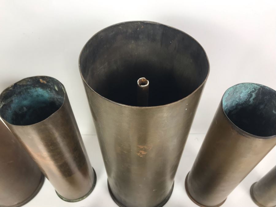 Set Of (8) Artillery Ammunition Shells Trench Art - Convert To Planter, Ashtray, Sculpture [Photo 4]