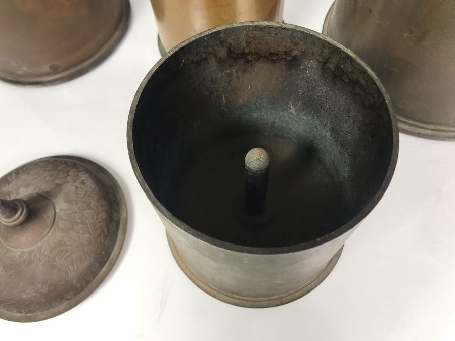 Set Of (8) Artillery Ammunition Shells Trench Art - Convert To Planter, Ashtray, Sculpture [Photo 9]