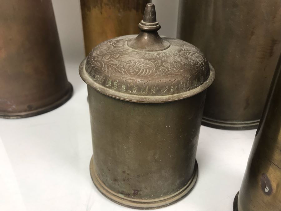 Set Of (8) Artillery Ammunition Shells Trench Art - Convert To Planter, Ashtray, Sculpture [Photo 6]