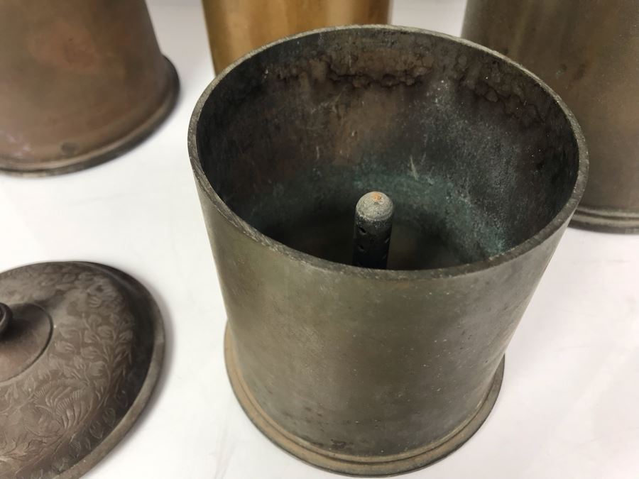 Set Of (8) Artillery Ammunition Shells Trench Art - Convert To Planter, Ashtray, Sculpture [Photo 8]
