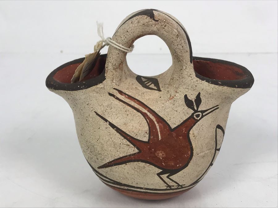 Vintage Zia Pueblo Pottery Wedding Vase Pot 4.5'H [Photo 4]