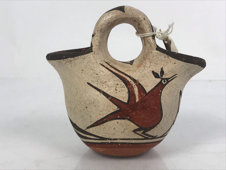 Vintage Zia Pueblo Pottery Wedding Vase Pot 4 5 H