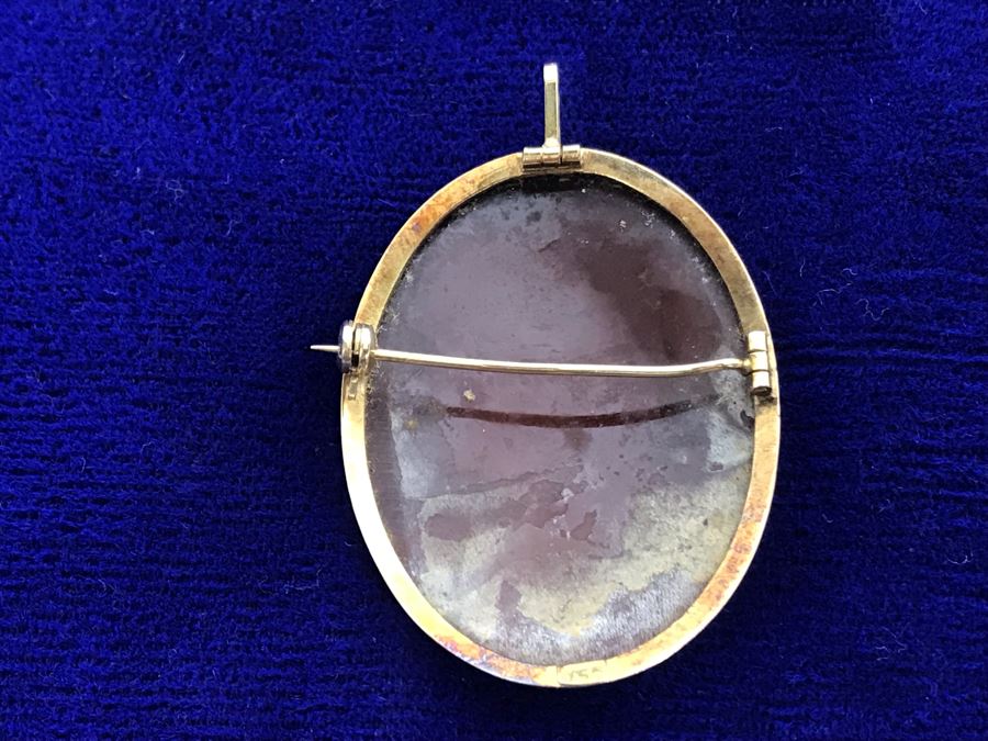 STUNNING 18K Gold And Carved Shell Cameo Pendant Brooch Estimate 5.7g $300 [Photo 10]