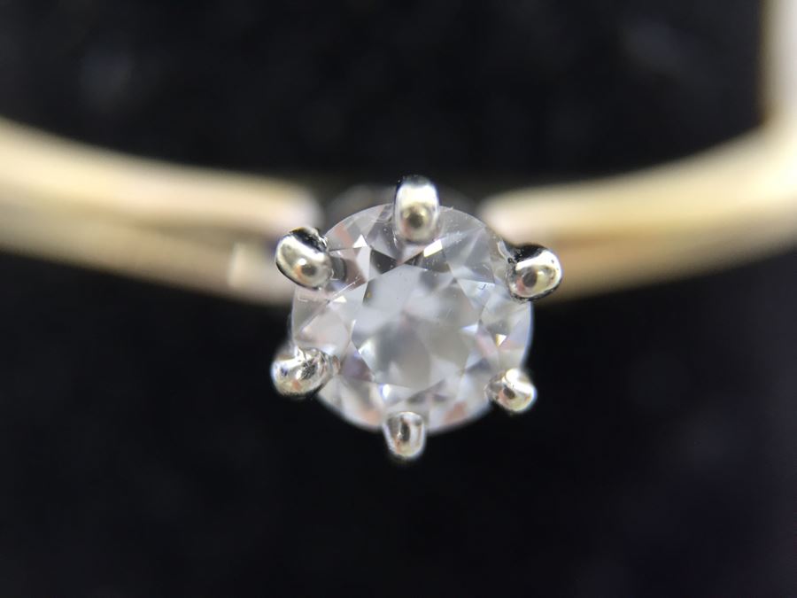 Vintage 14K Gold Diamond Solitaire Ring 1/4CT SI2 G-H Diamond Is Chipped 1.7g Estimate $450 [Photo 19]