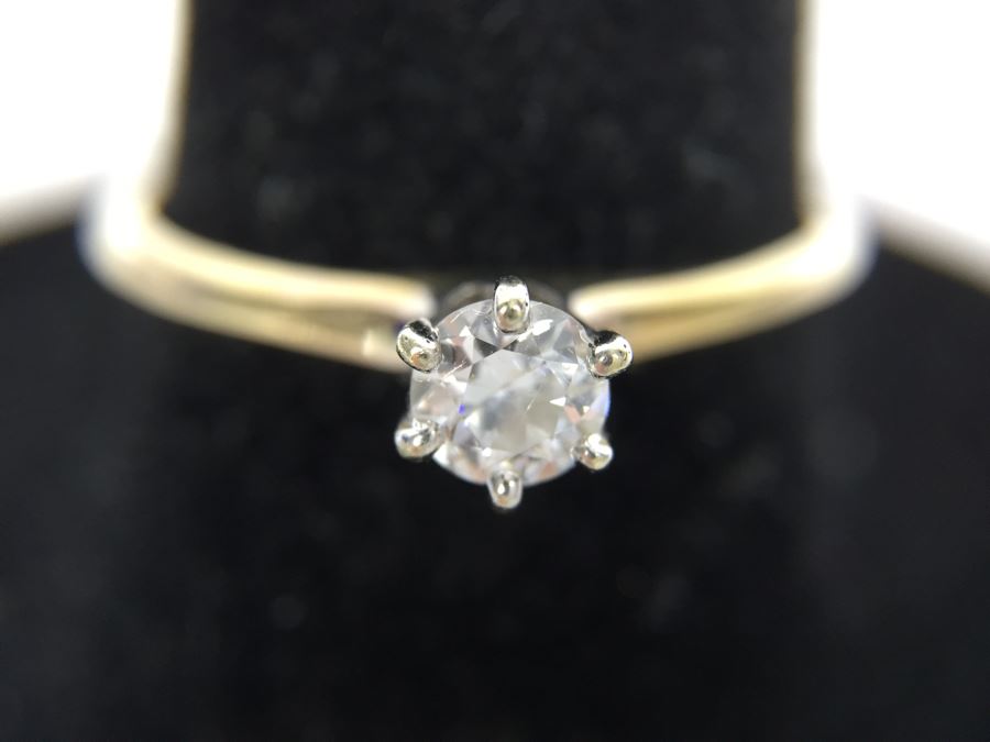 Vintage 14K Gold Diamond Solitaire Ring 1/4CT SI2 G-H Diamond Is Chipped 1.7g Estimate $450 [Photo 14]