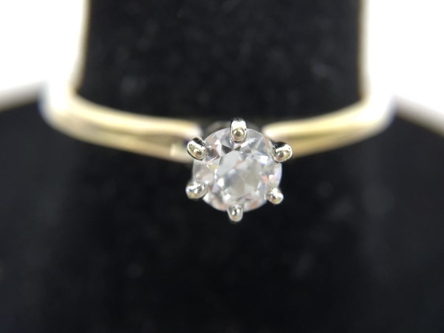 Vintage 14K Gold Diamond Solitaire Ring 1/4CT SI2 G-H Diamond Is Chipped 1.7g Estimate $450 [Photo 15]