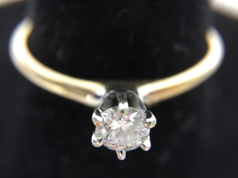 Vintage 14K Gold Diamond Solitaire Ring 1/4CT SI2 G-H Diamond Is Chipped 1.7g Estimate $450 [Photo 13]