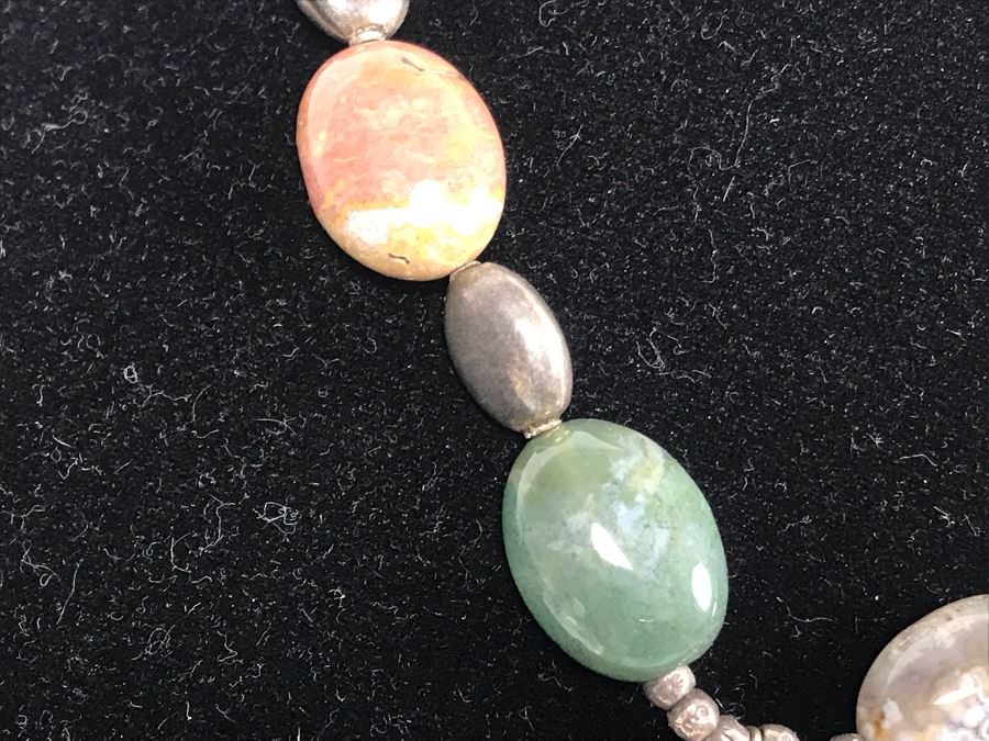 Pair Of Beaded Necklaces With Semiprecious Stones Including Turquoise And Silver [Photo 16]