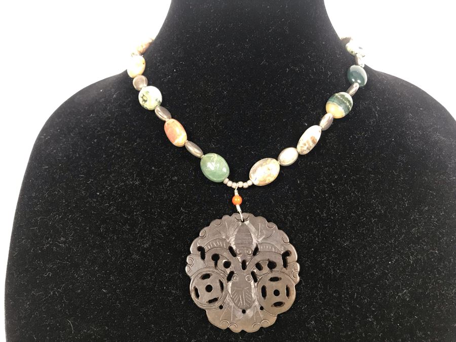 Pair Of Beaded Necklaces With Semiprecious Stones Including Turquoise And Silver [Photo 11]