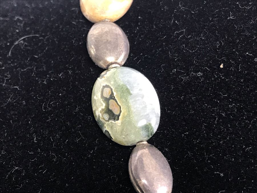 Pair Of Beaded Necklaces With Semiprecious Stones Including Turquoise And Silver [Photo 15]